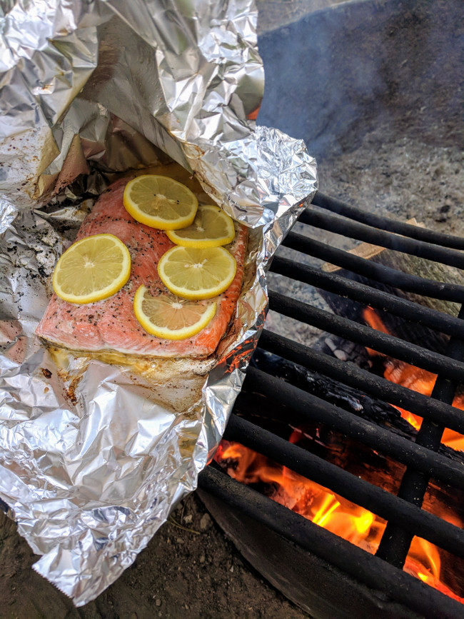 fire campfire salmon lemon 
